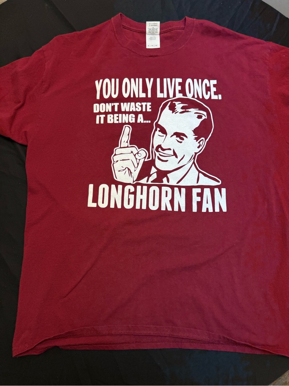 OU Sonners Football- Gildan Maroon Short-Sleeve 'Longhorn Fan' Graphic Tee (XL)